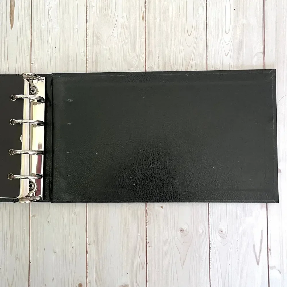 Vintage Black Hardcover 4-Ring Ledger Binder with Dividers and 84 Ledger Pages
